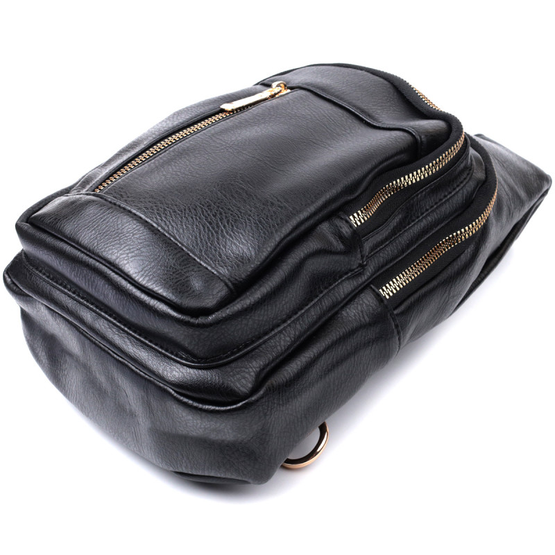 Практична слінг сумка для жінок з екошкіри Vintage Чорний