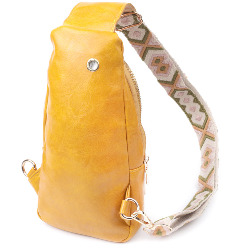 Яркая женская слинг сумка через плечо из экокожи Vintage Желтый