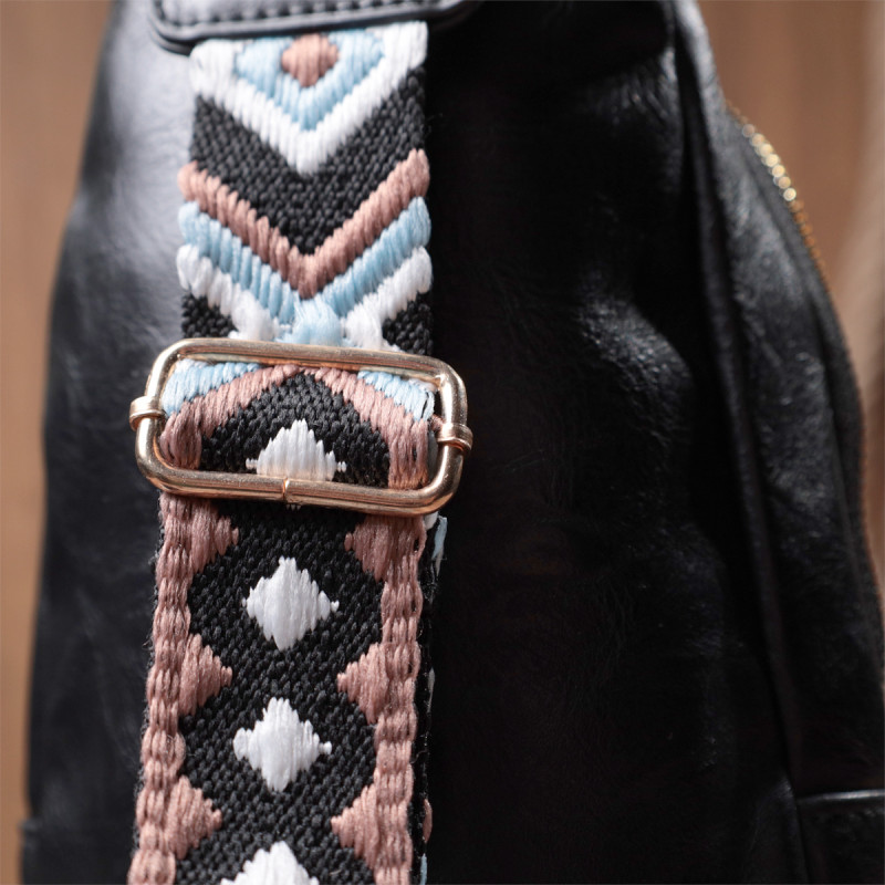 Практична жіноча слінг сумка через плече з екошкіри Vintage Чорний