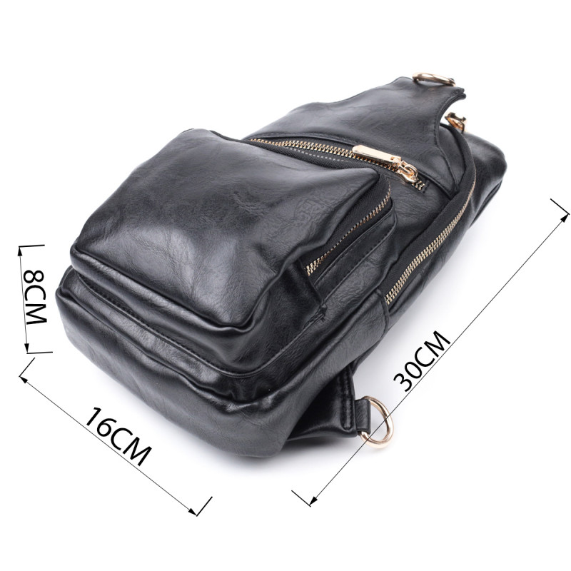 Практична жіноча слінг сумка через плече з екошкіри Vintage Чорний