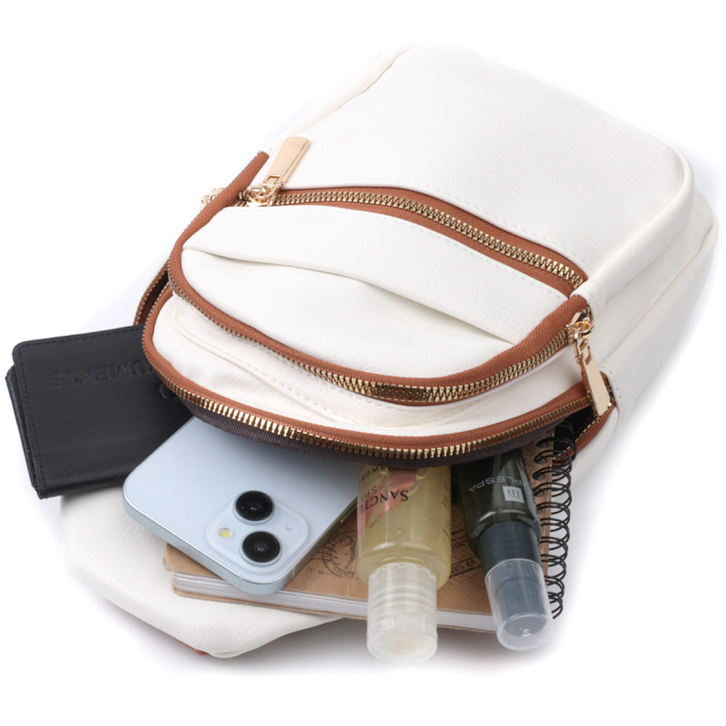 Стильная женская сумка с одной лямкой через плечо из экокожи Vintage Белый