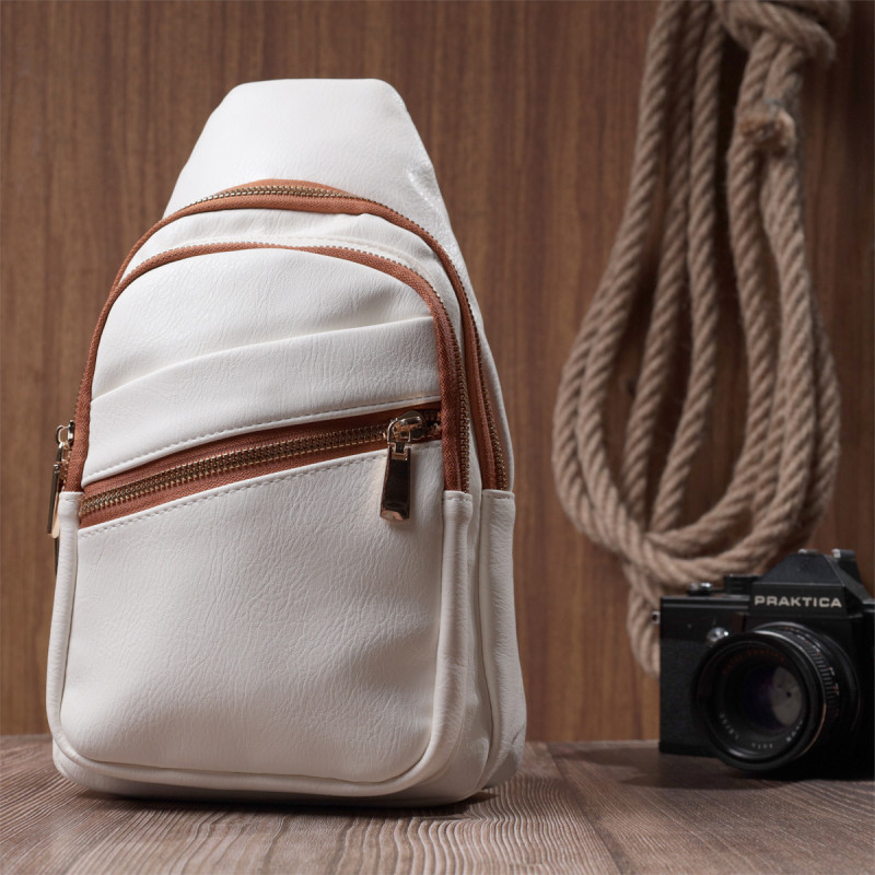 Стильная женская сумка с одной лямкой через плечо из экокожи Vintage Белый