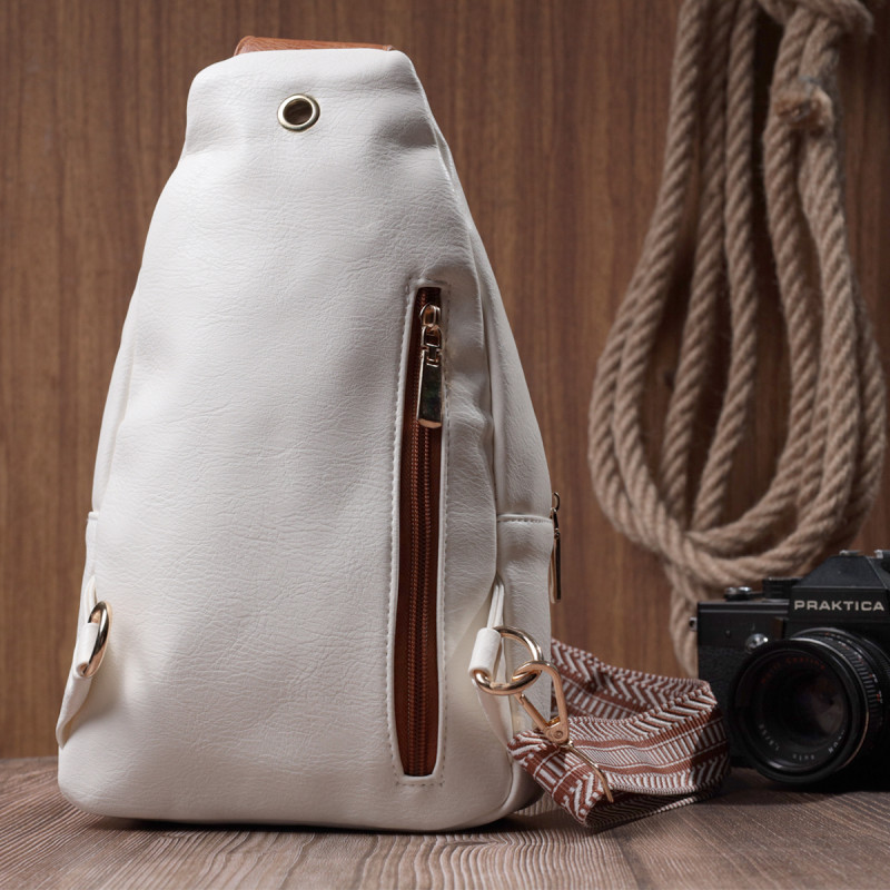 Стильная женская сумка с одной лямкой через плечо из экокожи Vintage Белый