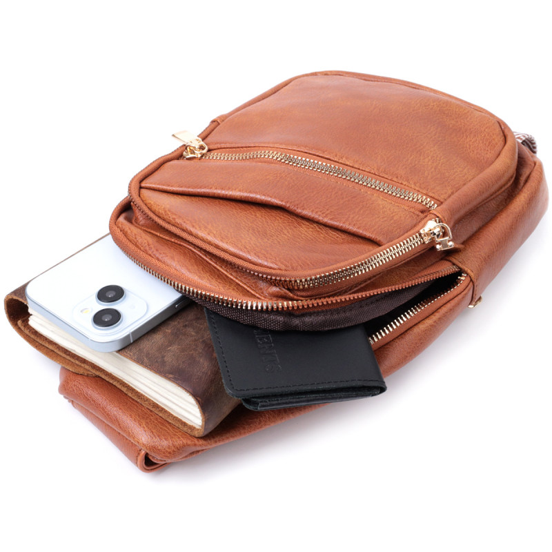 Практична жіноча сумка з однією лямкою через плече з екошкіри Vintage Рудий