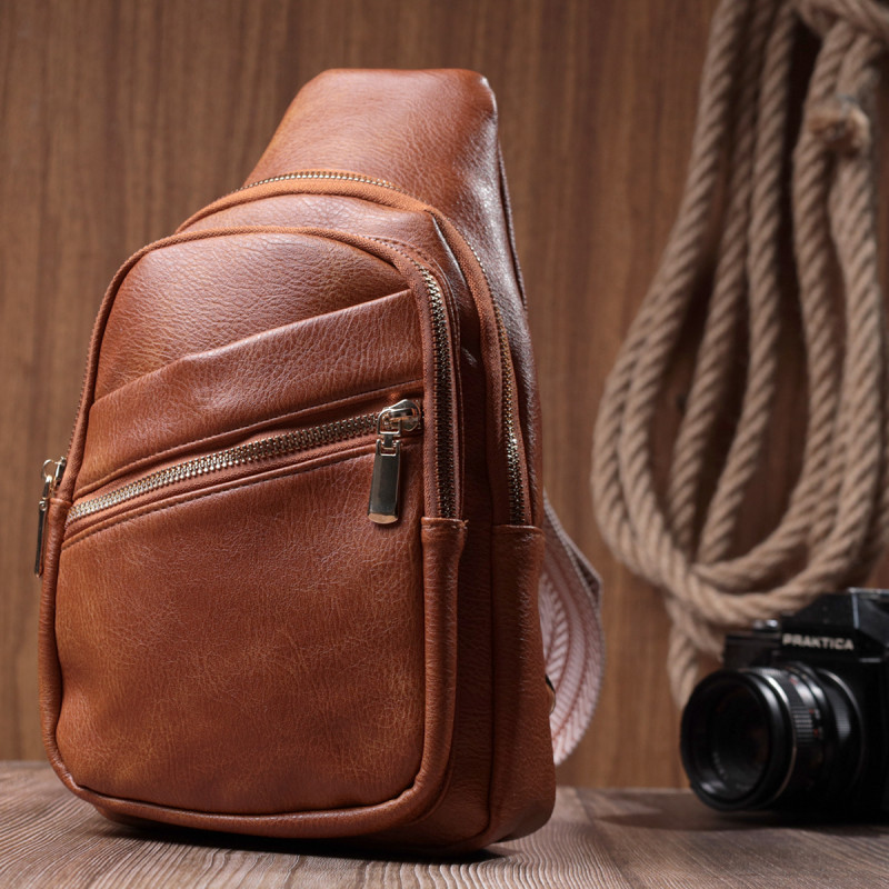 Практична жіноча сумка з однією лямкою через плече з екошкіри Vintage Рудий