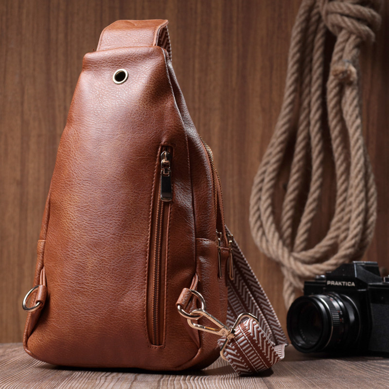 Практична жіноча сумка з однією лямкою через плече з екошкіри Vintage Рудий