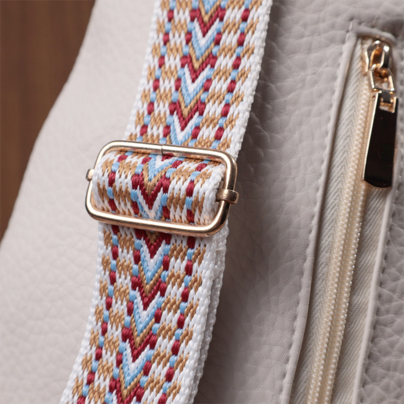 Популярна жіноча сумка з однією лямкою через плече з великозернистої екошкіри Vintage Молочний