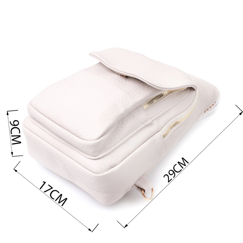 Популярна жіноча сумка з однією лямкою через плече з великозернистої екошкіри Vintage Молочний