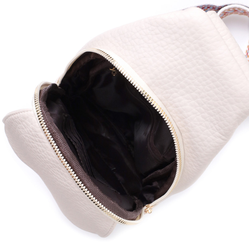 Популярна жіноча сумка з однією лямкою через плече з великозернистої екошкіри Vintage Молочний