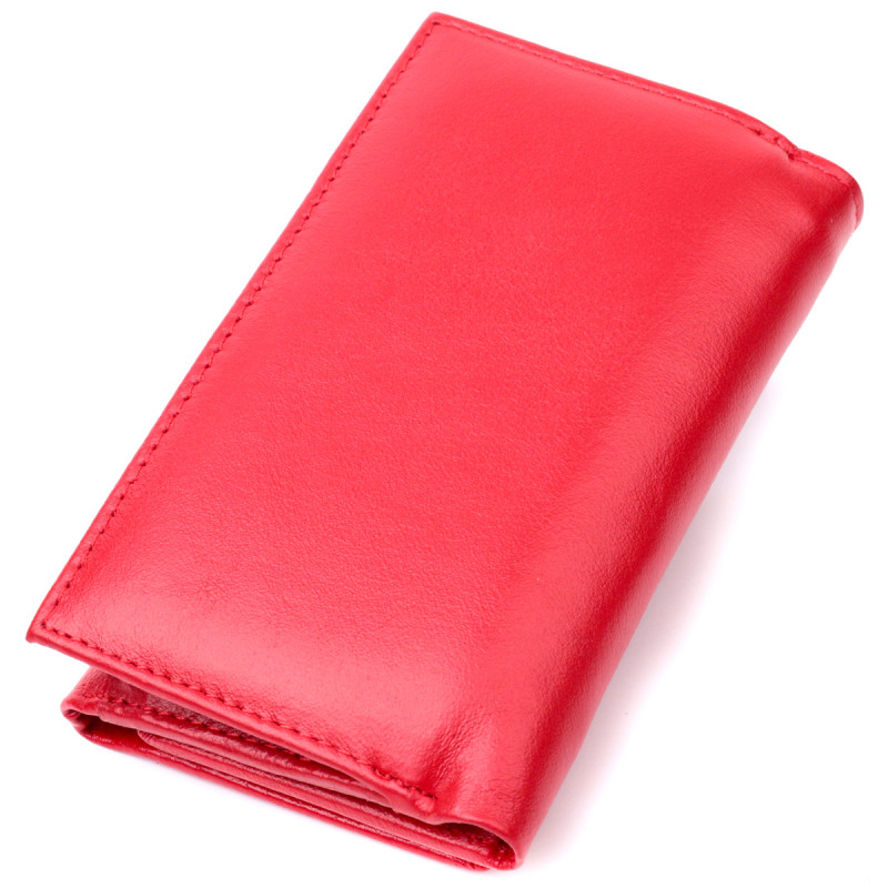 Женский кошелек в три сложения из натуральной кожи ST Leather Красный