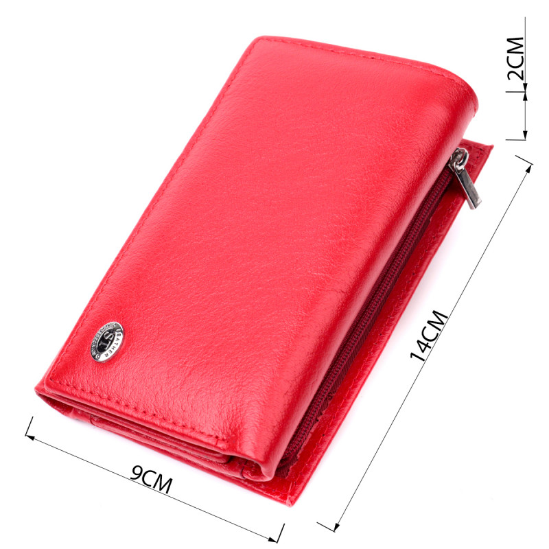 Женский кошелек в три сложения из натуральной кожи ST Leather Красный