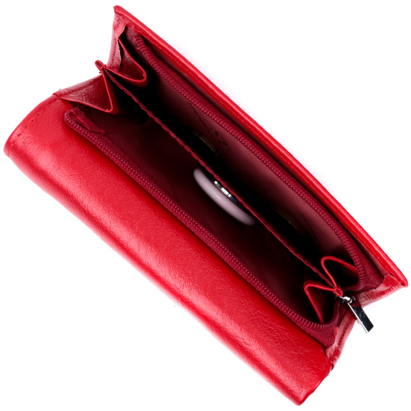 Женский кошелек в три сложения из натуральной кожи ST Leather Красный