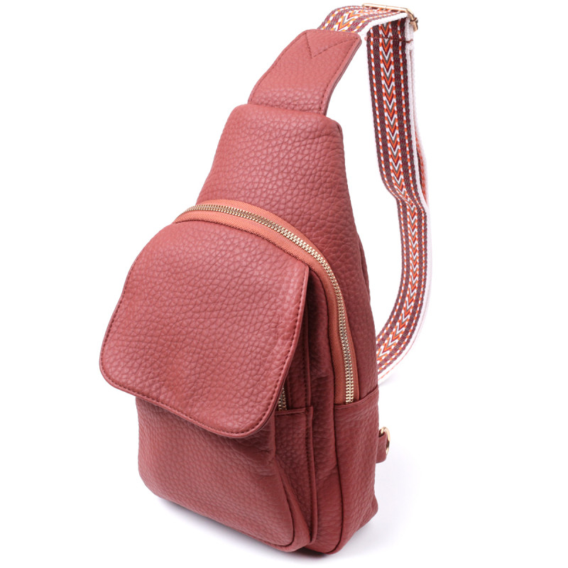 Стильная женская сумка с одной лямкой через плечо из крупнозернистой экокожи Vintage Бордовый