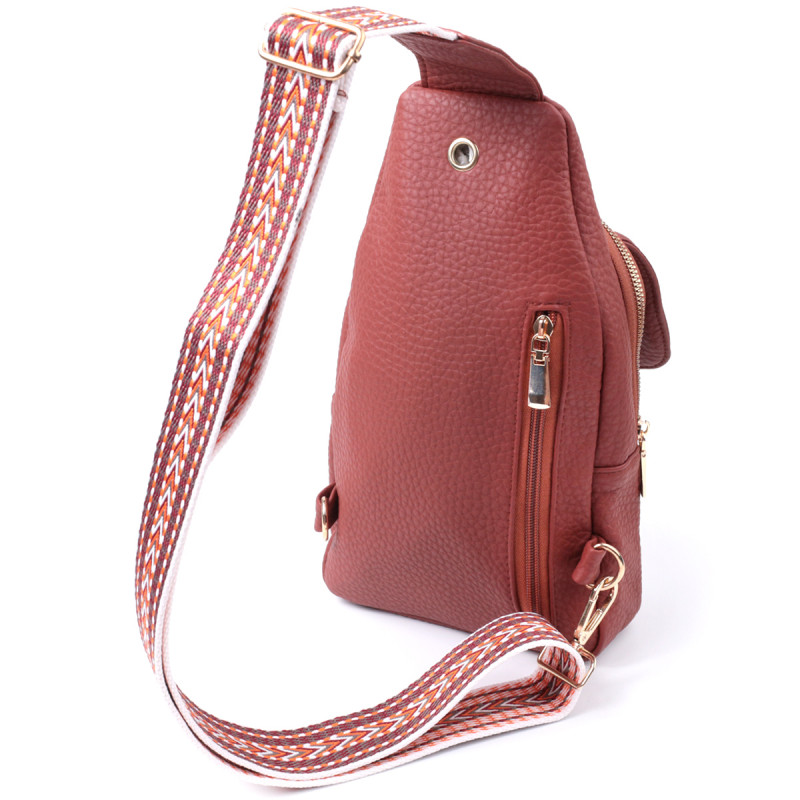 Стильная женская сумка с одной лямкой через плечо из крупнозернистой экокожи Vintage Бордовый