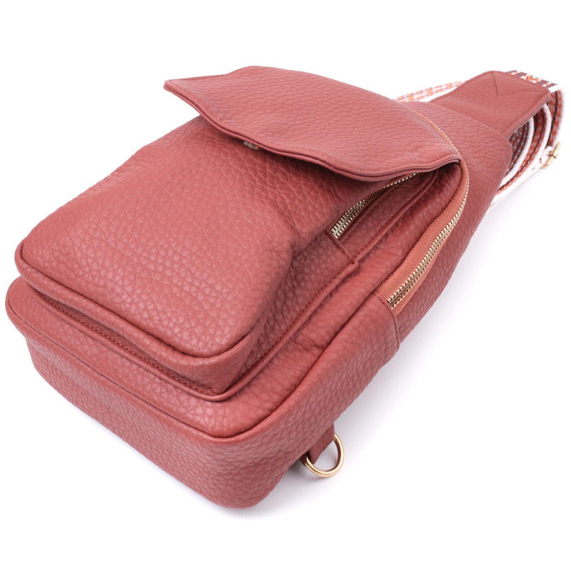 Стильная женская сумка с одной лямкой через плечо из крупнозернистой экокожи Vintage Бордовый