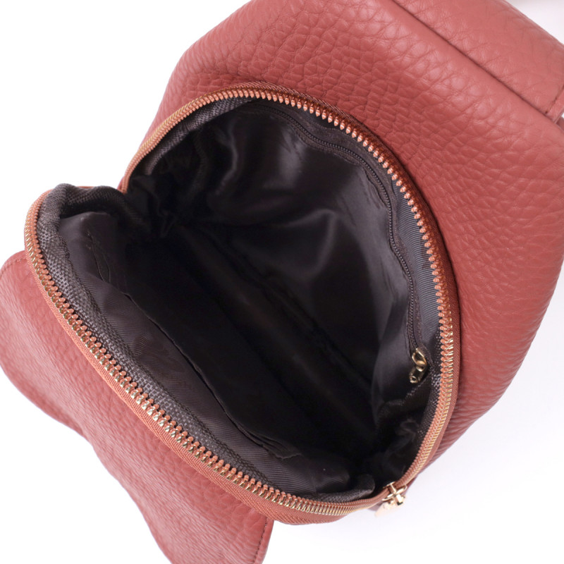 Стильная женская сумка с одной лямкой через плечо из крупнозернистой экокожи Vintage Бордовый