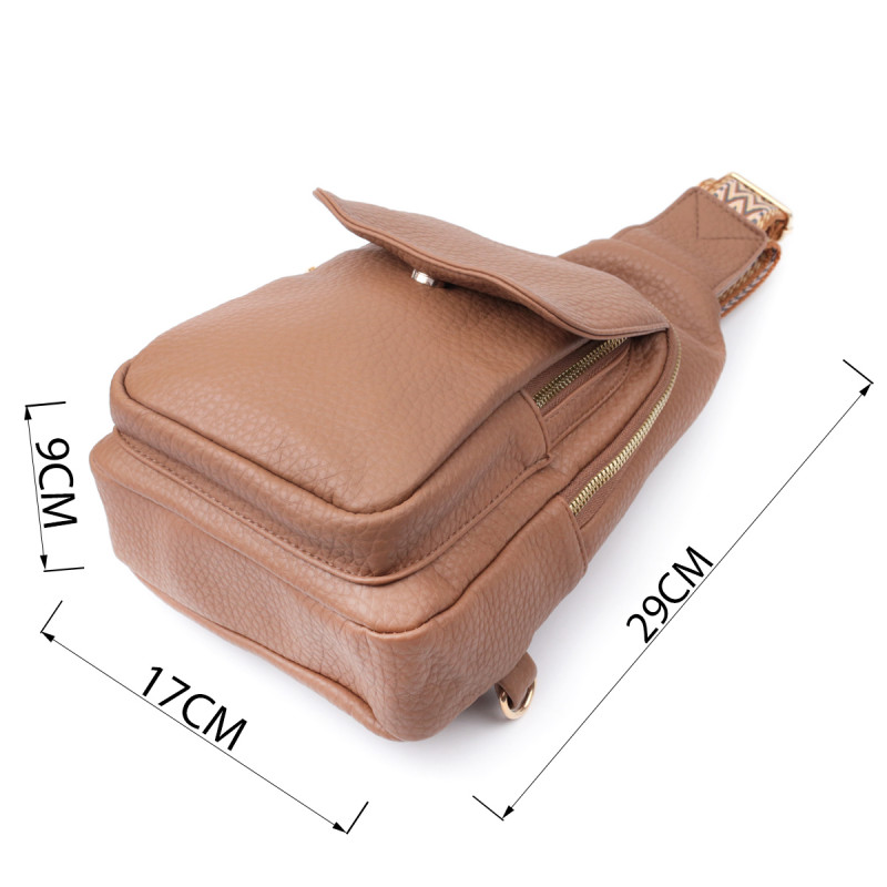 Практична жіноча сумка з однією лямкою через плече з великозернистої екошкіри Vintage Коричневий