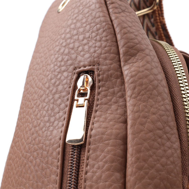 Практична жіноча сумка з однією лямкою через плече з великозернистої екошкіри Vintage Коричневий