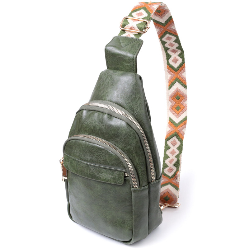 Сумка компактного размера с одной лямкой через плечо из гладкой экокожи Vintage Зеленый