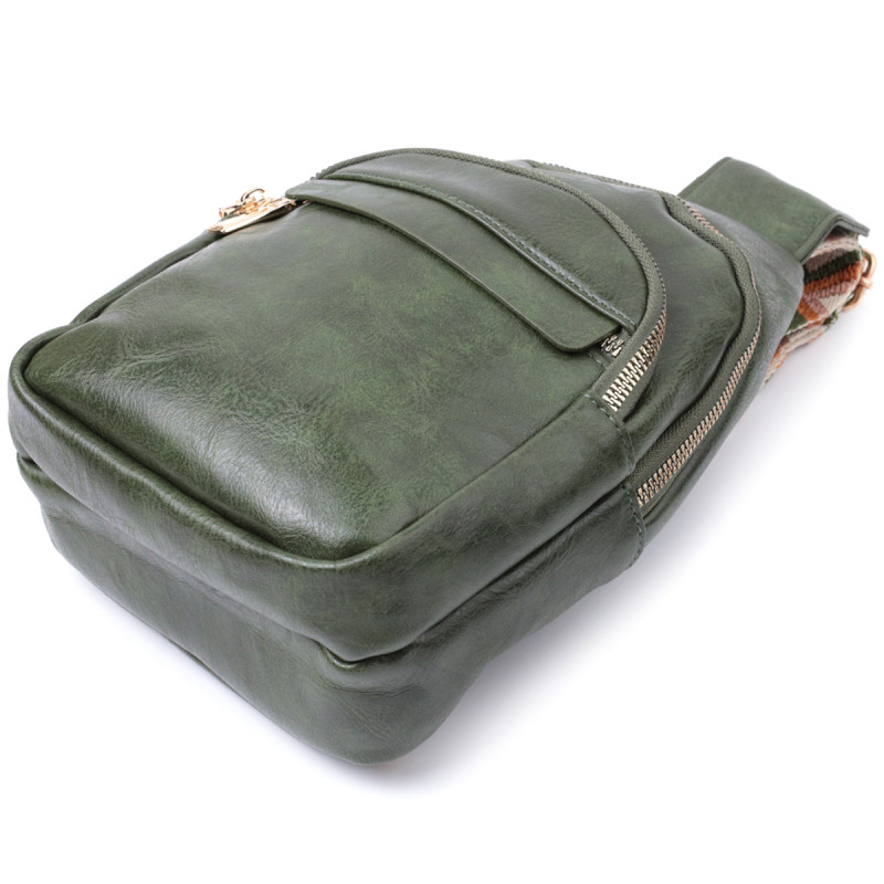Сумка компактного размера с одной лямкой через плечо из гладкой экокожи Vintage Зеленый