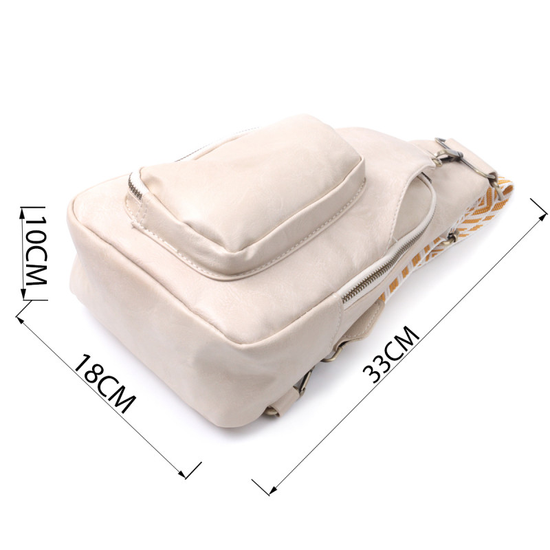 Стильная женская сумка из экокожи с акцентом на текстильную лямку Vintage Белый