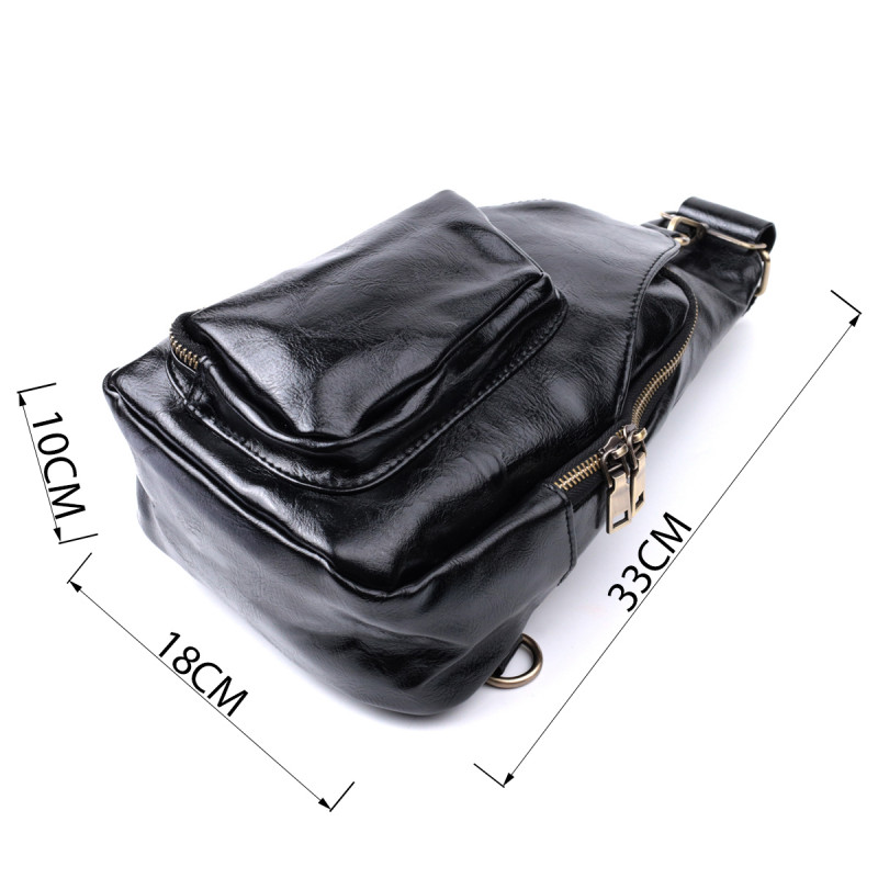 Практичная женская сумка из экокожи с акцентом на текстильную лямку Vintage Черный