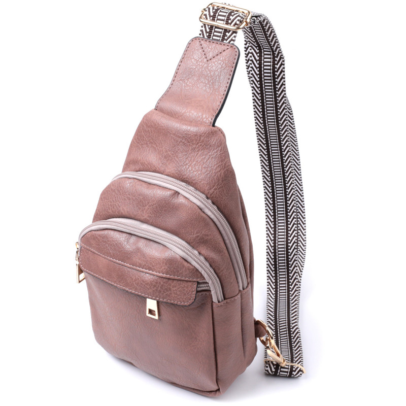 Стильная женская сумка через плечо с отверстием для наушников из экокожи Vintage Коричневый