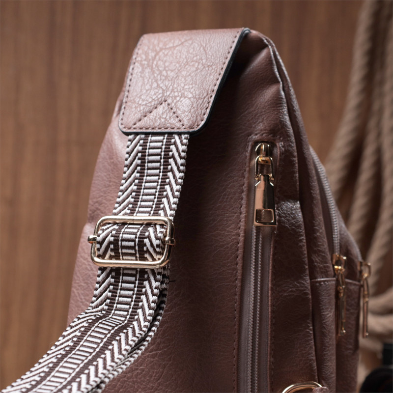 Стильная женская сумка через плечо с отверстием для наушников из экокожи Vintage Коричневый