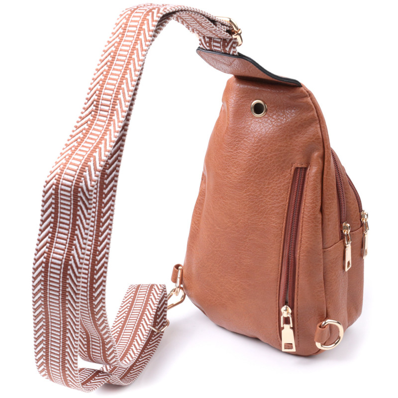 Практичная женская сумка через плечо с отверстием для наушников из экокожи Vintage Рыжий