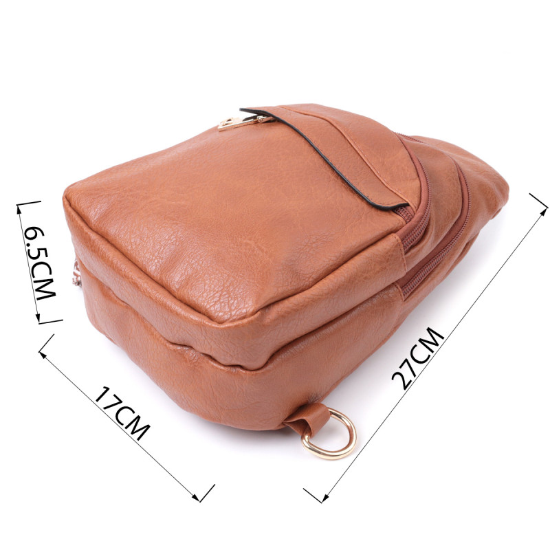 Практичная женская сумка через плечо с отверстием для наушников из экокожи Vintage Рыжий