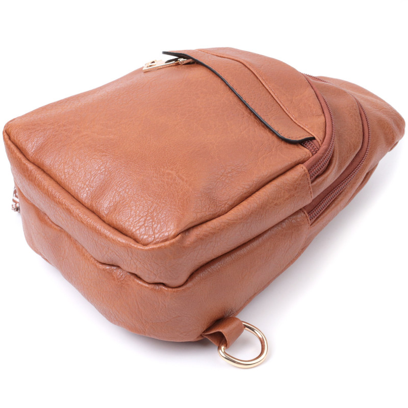 Практичная женская сумка через плечо с отверстием для наушников из экокожи Vintage Рыжий