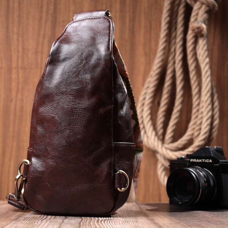 Зручна сумка через плече в модному кольорі з екошкіри Vintage Коричневий