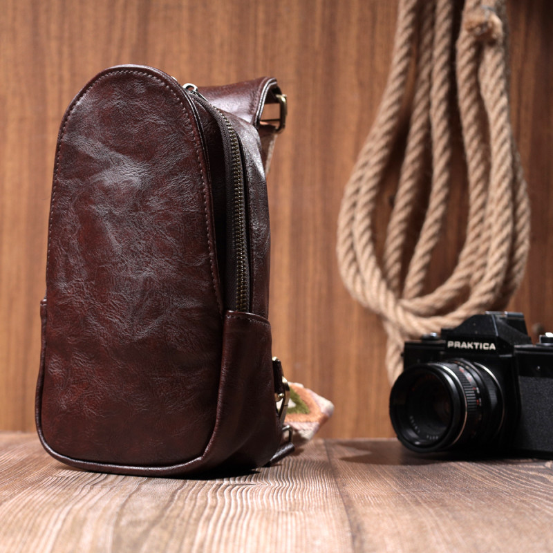 Удобная сумка через плечо в модном цвете из экокожи Vintage Коричневый