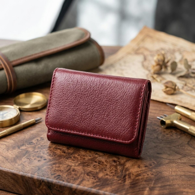 Кожаный интересный кошелек для женщин ST Leather Бордовый