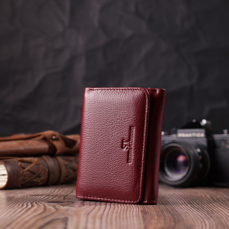 Кожаный интересный кошелек для женщин ST Leather Бордовый