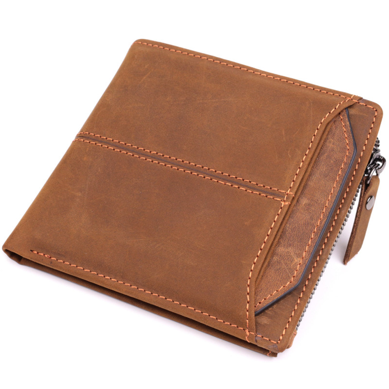 Практичный кошелек для мужчин из натуральной кожи Vintage Коричневый