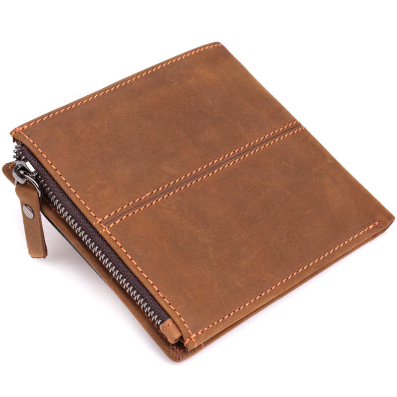 Практичный кошелек для мужчин из натуральной кожи Vintage Коричневый