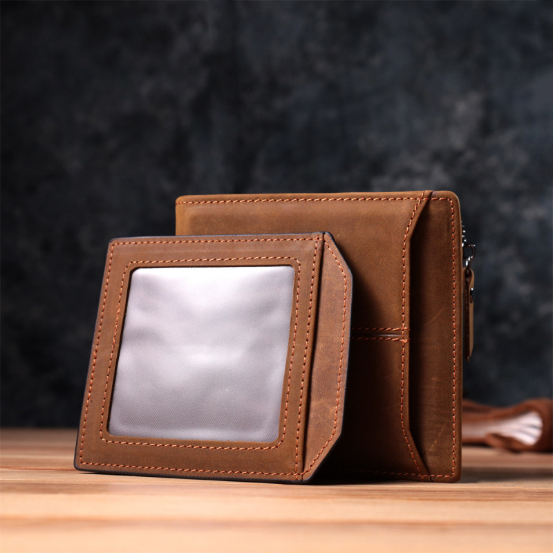Практичный кошелек для мужчин из натуральной кожи Vintage Коричневый