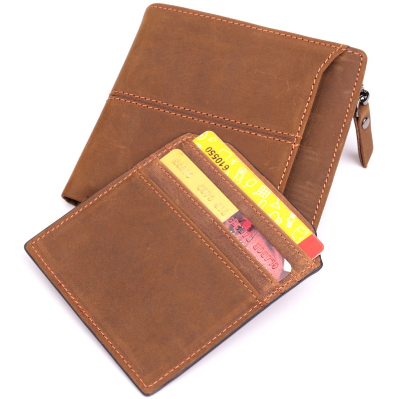 Практичный кошелек для мужчин из натуральной кожи Vintage Коричневый