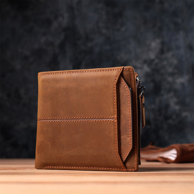 Практичный кошелек для мужчин из натуральной кожи Vintage Коричневый