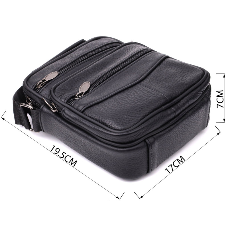 Практична вертикальна сумка з ручкою для чоловіків з натуральної шкіри Vintage Чорний