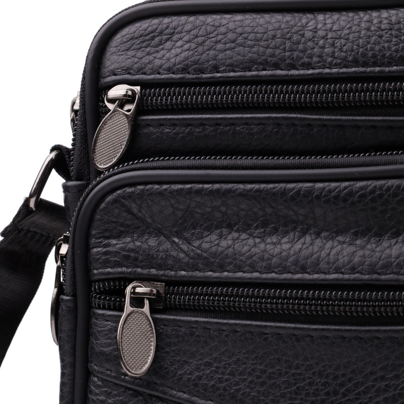 Практична вертикальна сумка з ручкою для чоловіків з натуральної шкіри Vintage Чорний