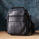 Практична вертикальна сумка з ручкою для чоловіків з натуральної шкіри Vintage Чорний
