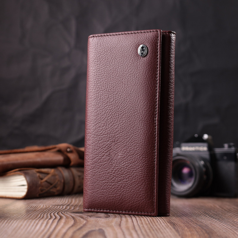 Женский кошелек горизонтального формата из натуральной кожи ST Leather Бордовый