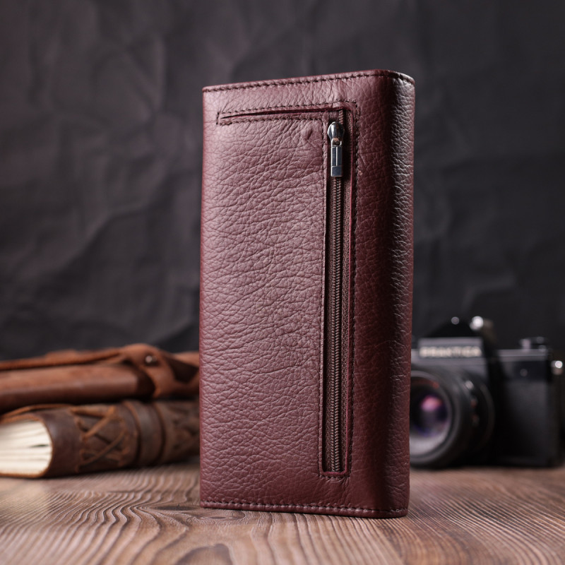 Женский кошелек горизонтального формата из натуральной кожи ST Leather Бордовый
