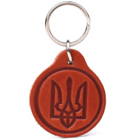 Брелок із тисненням герба України з натуральної шкіри Shvigel Світло-коричневий
