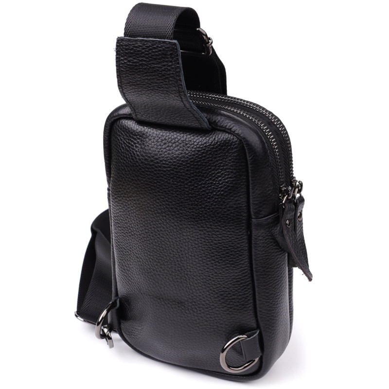 Сумка-слинг для мужчин из натуральной кожи Vintage Черный