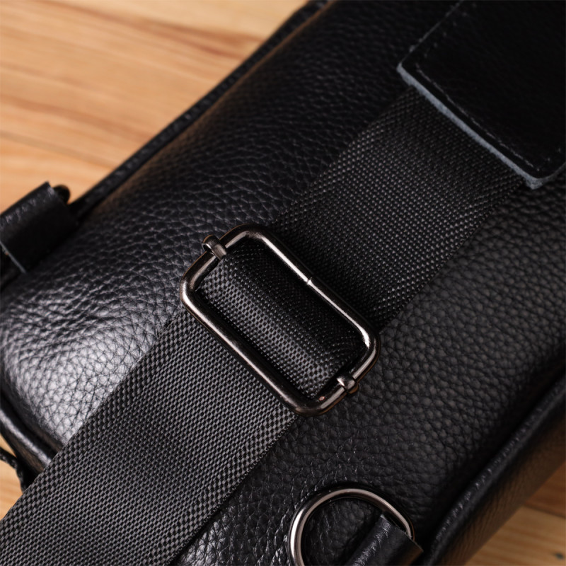 Сумка-слинг для мужчин из натуральной кожи Vintage Черный