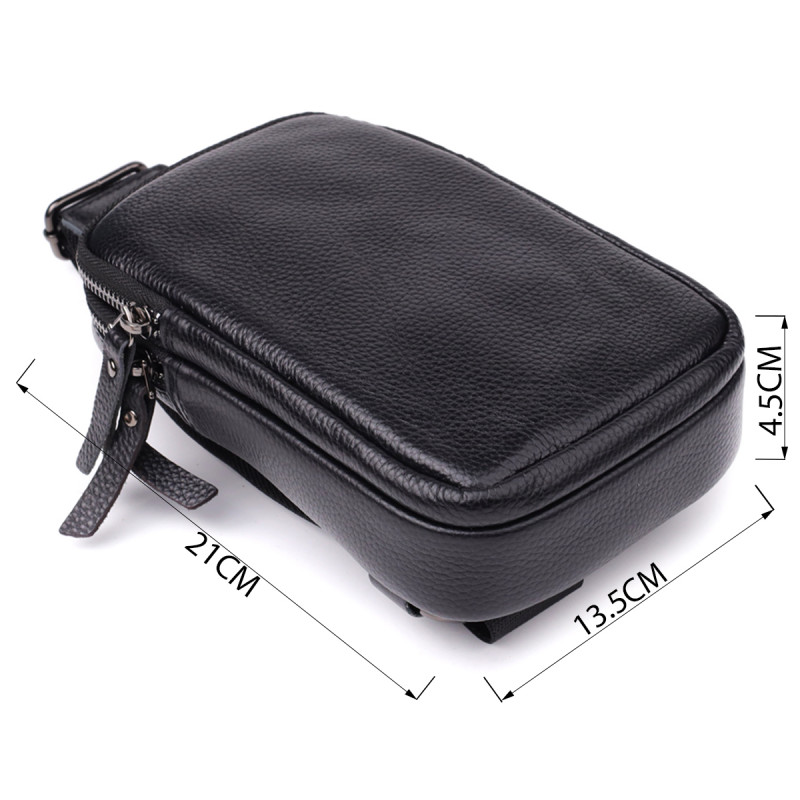 Сумка-слинг для мужчин из натуральной кожи Vintage Черный