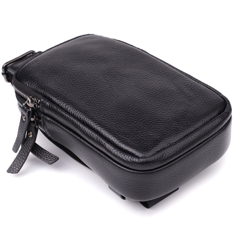 Сумка-слинг для мужчин из натуральной кожи Vintage Черный